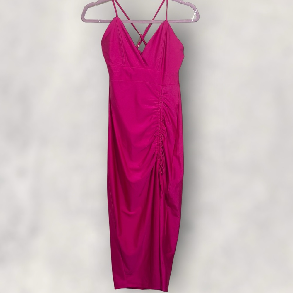 *NWT* Almost Famous Sleeveless Pink Cabaret‎ Dress with Tie Up Side Split Size M
